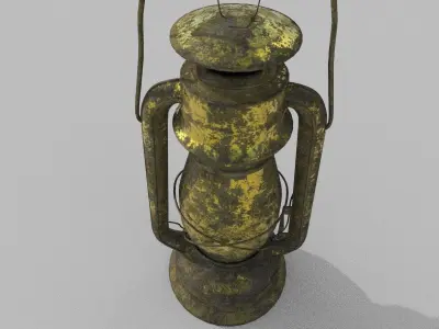 Gold Old Lamp Lantern Low-poly 3D model