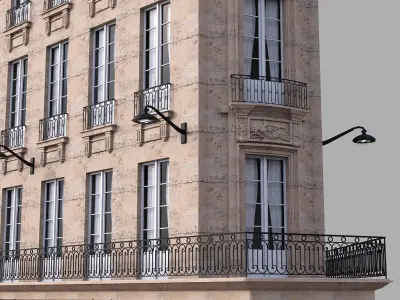 Parisian corner facade 3D model