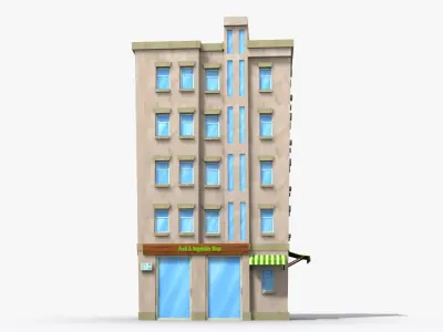 Cartoon Building x25 Low-poly 3D model
