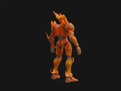 Robot Elemental Fire Low-poly 3D model