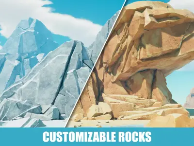Customizable Rocks and Cliffs Low-poly 3D model
