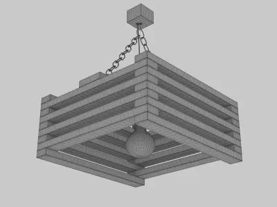 Wooden Hanging Lamp Free 3D model