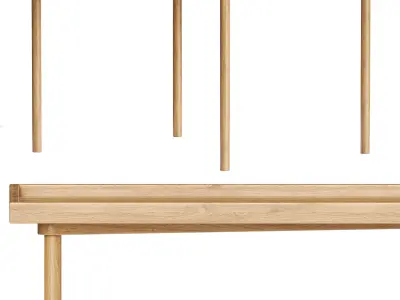 Oak Coffee Table Decoration Set 3D model