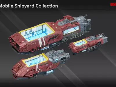 Scifi Mobile Shipyard Collection 3D Model Pack