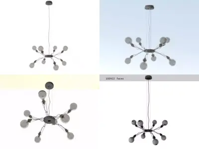 Matrix 8 chandelier with glass balls hanging from it 3D model