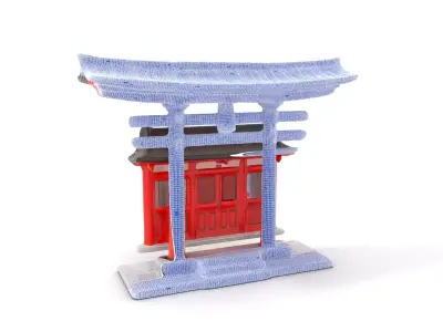 Traditional Red Torii model pack Low-poly 3D model