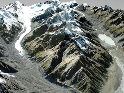  Malt Bran Range Mountain range in New Zealand 3D model