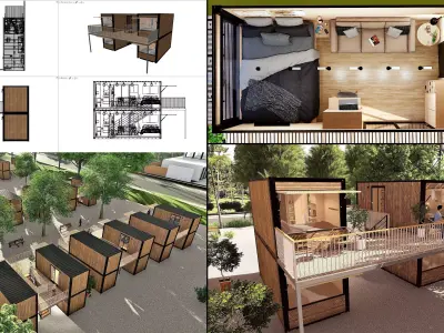 container hotel modul combo k2 Low-poly 3D model