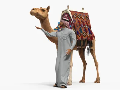  Arab Man with Camel in Cape Fur 