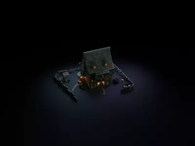 Vintage House  Low-poly 3D model