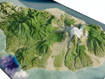 Montserrat island full 3D model terrain 3D model