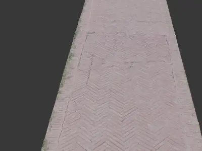 Herringbone Brick Road - 3D Scanned PBR Model Low-poly 3D model