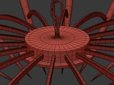 BRASS CEILING CHANDELIER MODEL 391 BY OSCAR TORLASCO FOR LUMI 3D model