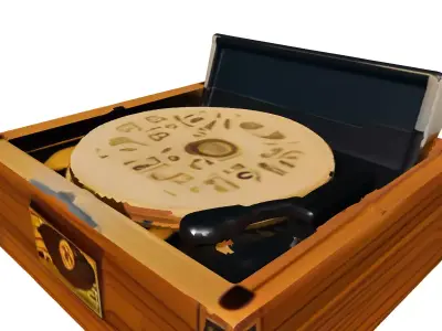 Vintage Wooden Record Player Turntable Low-poly 3D model