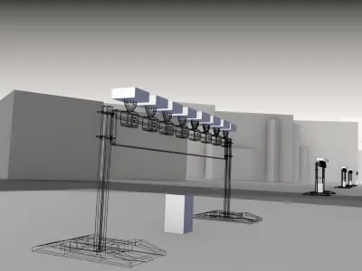 Construction Barrier 7 with animated lights 600-36 250x2400mm Low-poly 3D model