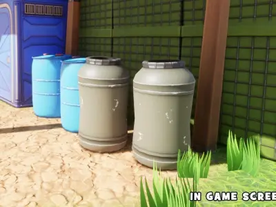 Plastic Barrel Stylized Low-poly 3D model