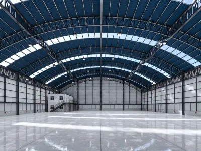 Warehouse 1 with roofs 3D model