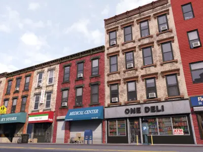 City Block B Low-poly 3D model