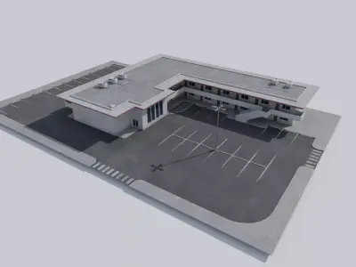 Retro Motel Scene with 4K Textures Low-poly 3D model