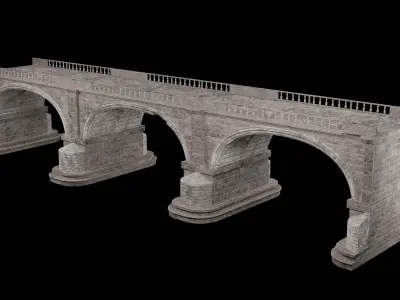 ROMAN BRIDGE GREEK ANCIENT ROAD RAIL OLD STONE COLLECTION Low-poly 3D model