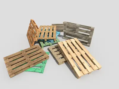 wooden pallets collection 1 Low-poly 3D model