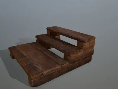 Wood and Rope set Low-poly 3D model