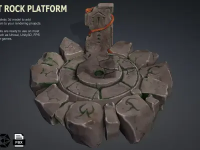 Stylized Ancient Rock Platform Low-poly 3D model