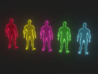 Animated Human Hologram Male 3D Model 28 Animations Low-poly 3D model