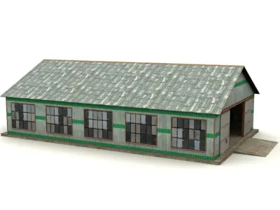 Hangar shed Low-poly 3D model