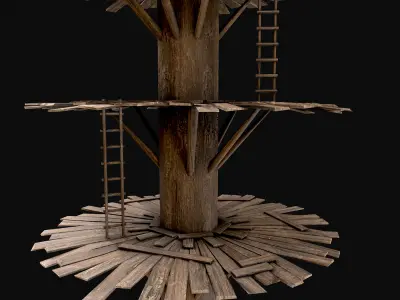 Wooden Tree House Shelters and Platforms 7 Low-poly 3D model