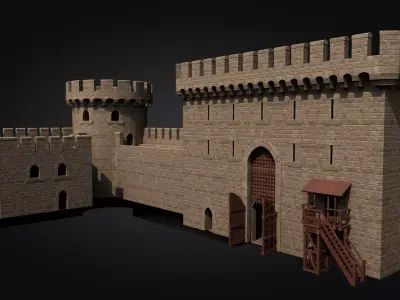 Medieval Castle 3D Modular kit Low-poly 3D model