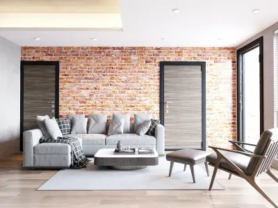 industrial living room interior scene 3D model 3D model