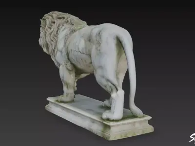 Lion Statue V22 Low-poly 3D model