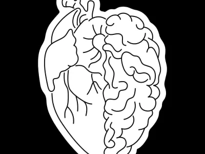 Heart Brain Neon Sign 3D model