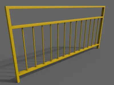 PBR Pedestrian Guard Rail Yellow V3 Low-poly 3D model