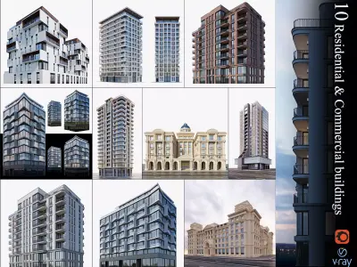 Residential and commercial buildings 3D Model Pack