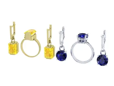 Ring boutique Rectangular and Round set 3D print model