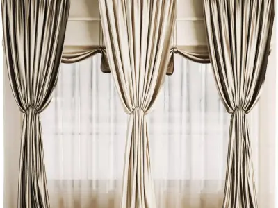 Silk and Satin Curtain Low-poly 3D model