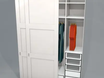 wardrobe with sliding doors h280 w196 d62 cms Low-poly 3D model