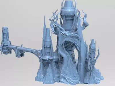 Great tree raised swamp rocks 3D Low-poly 3D model