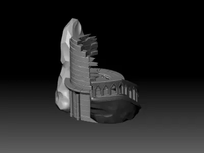 Ancient Circular Ruins with Stairs 3D  STL OBJ FBX 3D print model