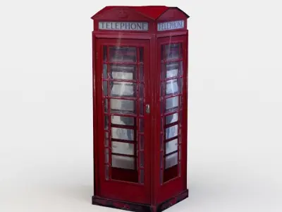 Telephone booth Low-poly 3D model get