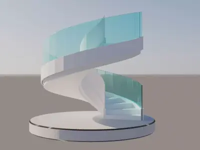 Elegant Spiral Staircase for a Touch of Class 3D model 3D model