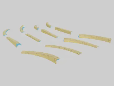 Yellow Curb Pack Low-poly 3D model