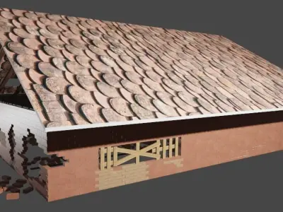 House wooden with pieces 3D model