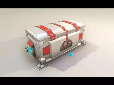 Sci-Fi animated chest Low-poly 3D model