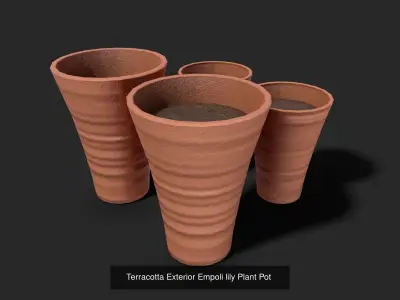 Plant Pot Set Terracotta Exterior 3D Model Pack