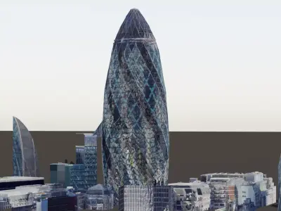 The Gherkin London Low-poly 3D model