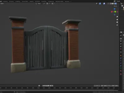 Low Poly Brick Fence gate 2 Low-poly 3D model