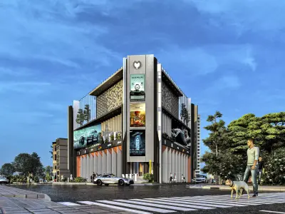 Modern Commercial Complex Exterior 3D model